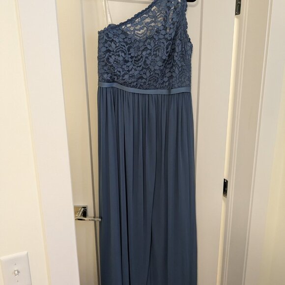 David's Bridal bridesmaid dress, Steel Blue, size 10 - Picture 2 of 8